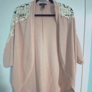 Light Pink Cardigan w/ Floral Lace Detailing (S)